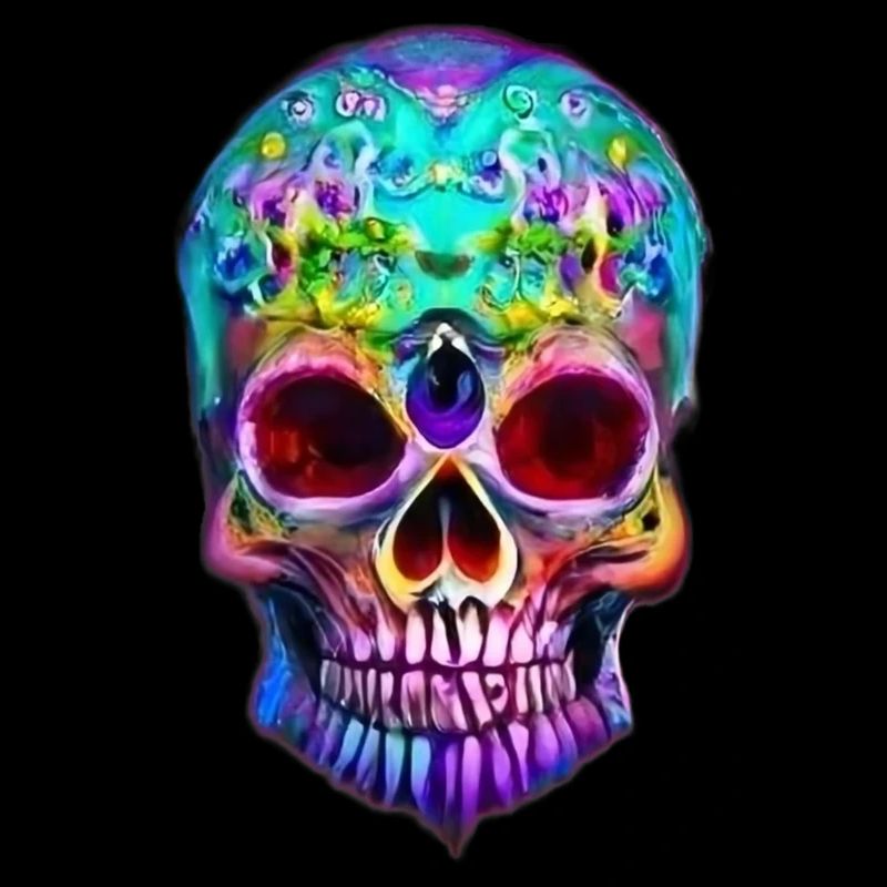 Tête de mort stylisée multicolore