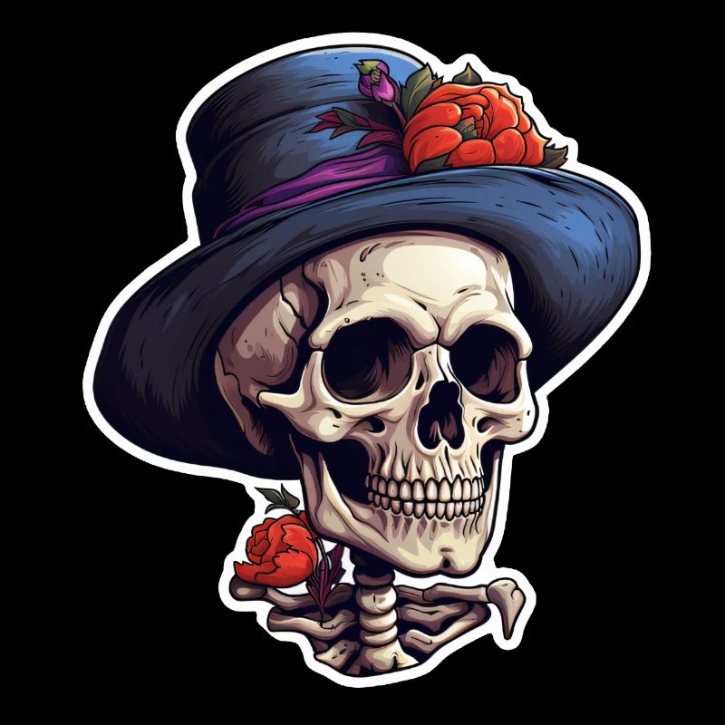 Crâne d’Halloween avec chapeau haut de forme