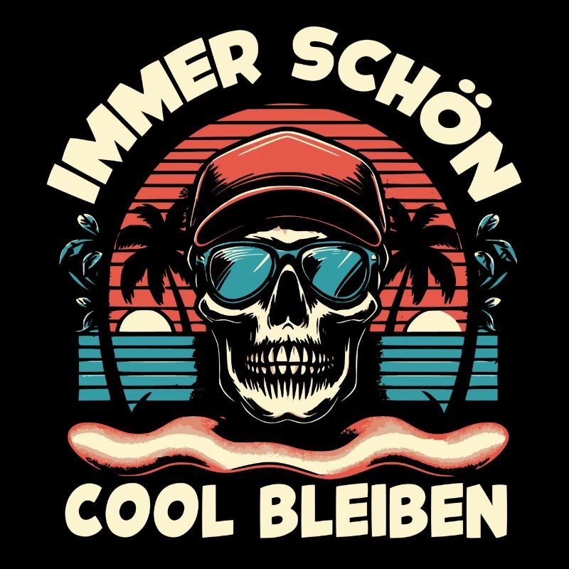 Skull mit Basecap Sonnenbrille am Strand