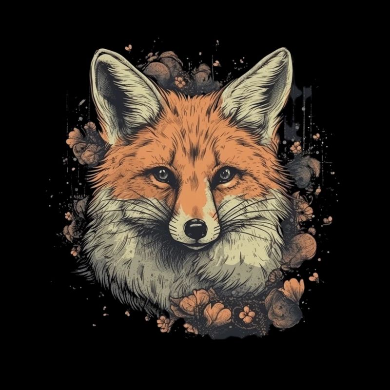 Belle illustration de renard roux Fleurs d’animaux de forêt