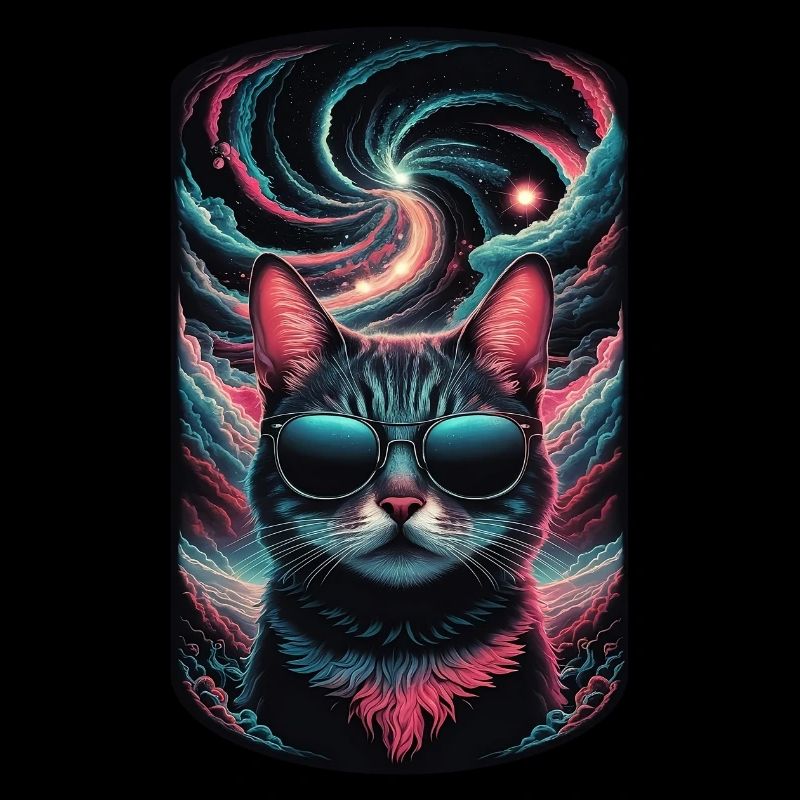 chat dans l'espace - chaton avec lunette de soleil