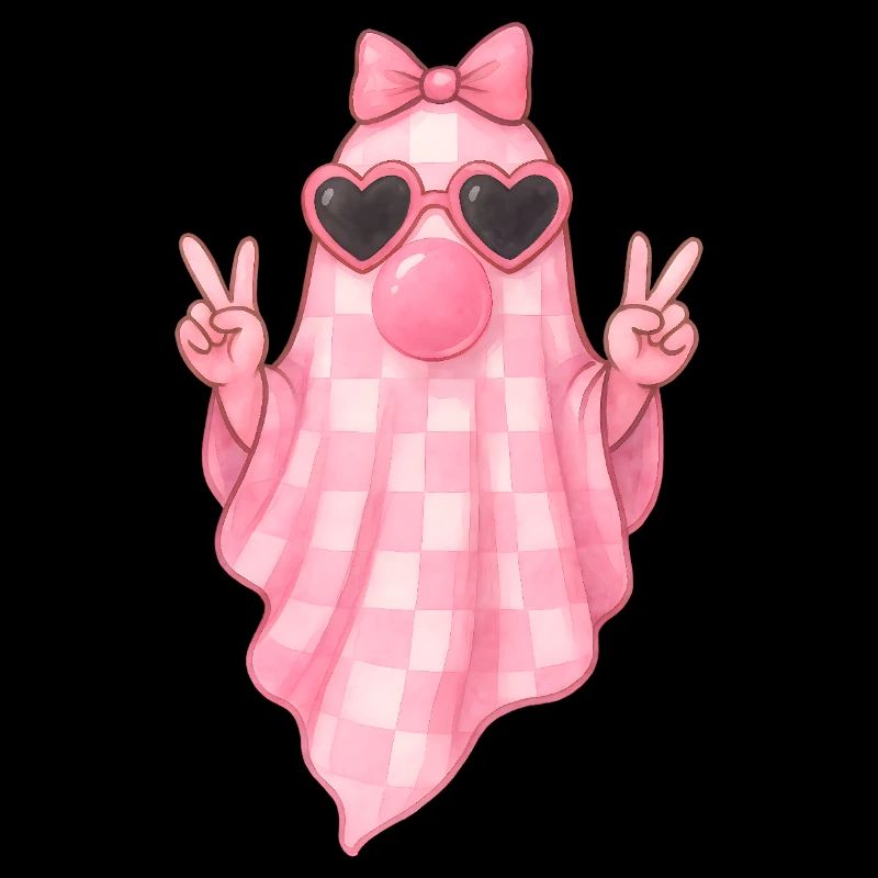 Cute Pink Ghost Halloween Design