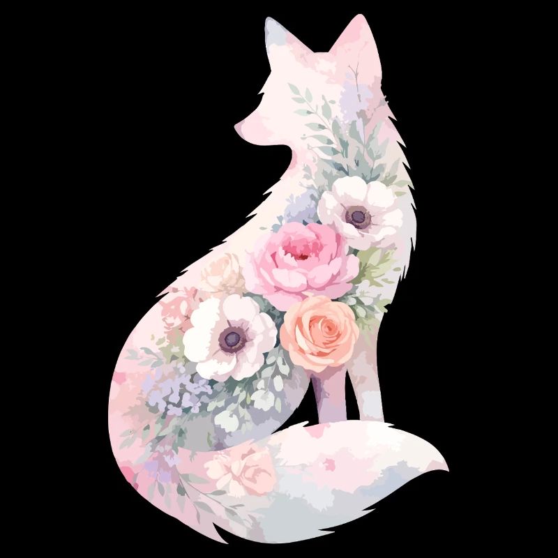 Fuchs Silhouette Aquarell Blumen