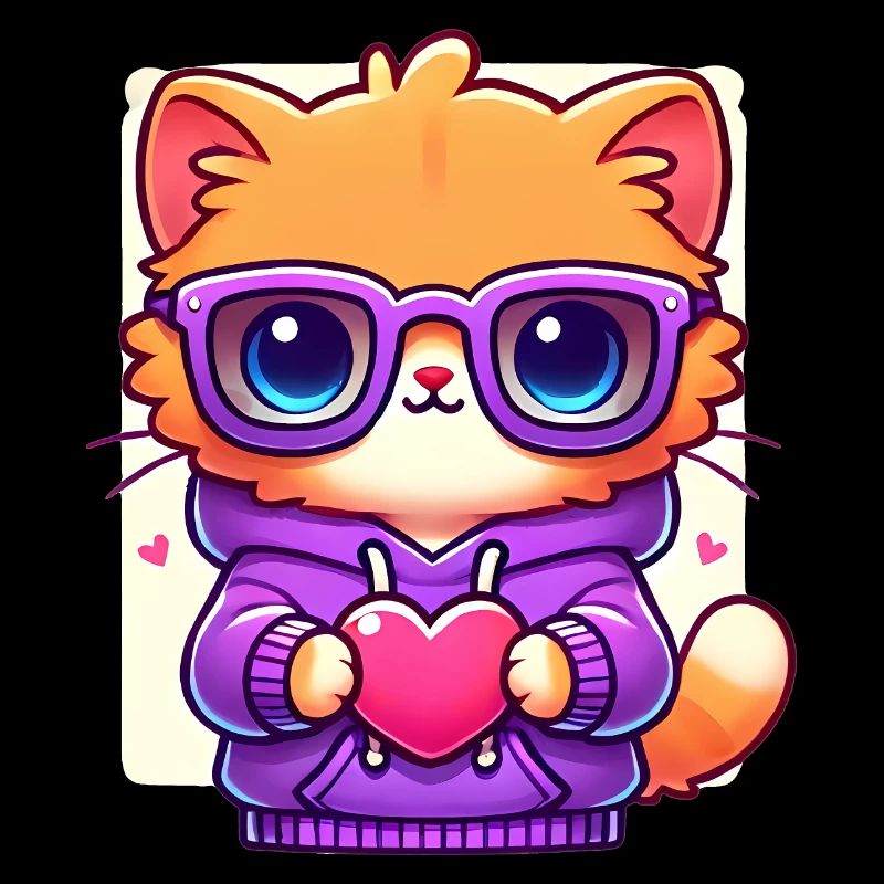 Coole Katze in Sonnenbrille mit Herz
