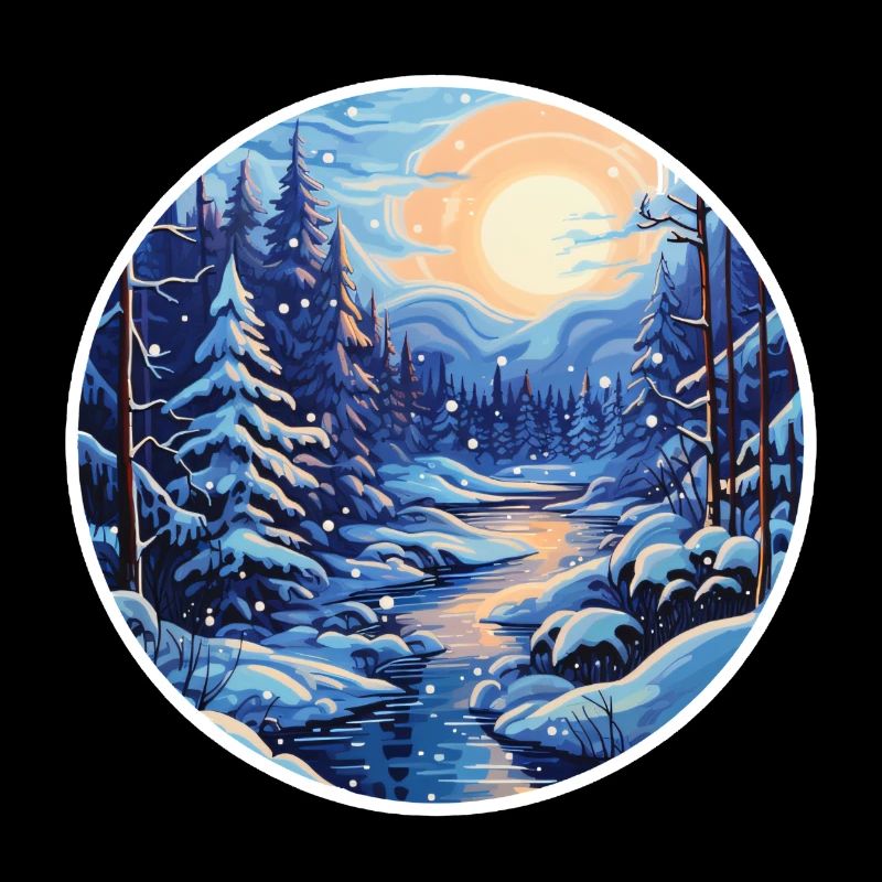 Paysage d’hiver forêt avec rivière