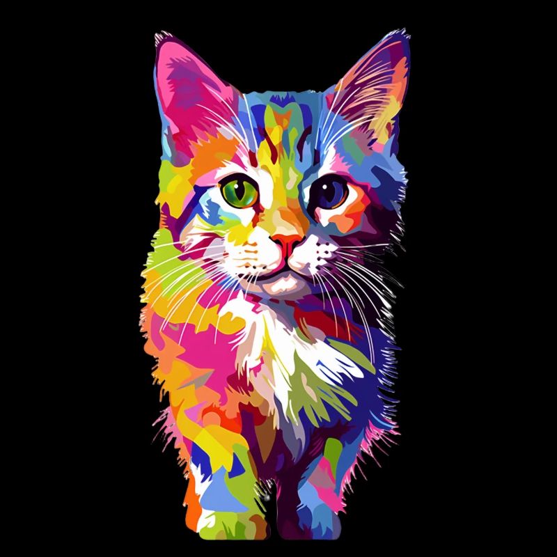 Chat coloré espiègle