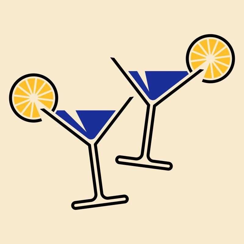 2 Cocktail Glasses / Martini / Cheers + (Blue)