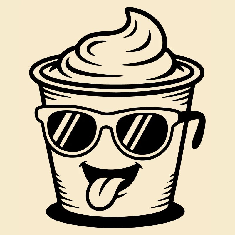 Tasses, crème, yaourt, crème, glace (couleur variable)