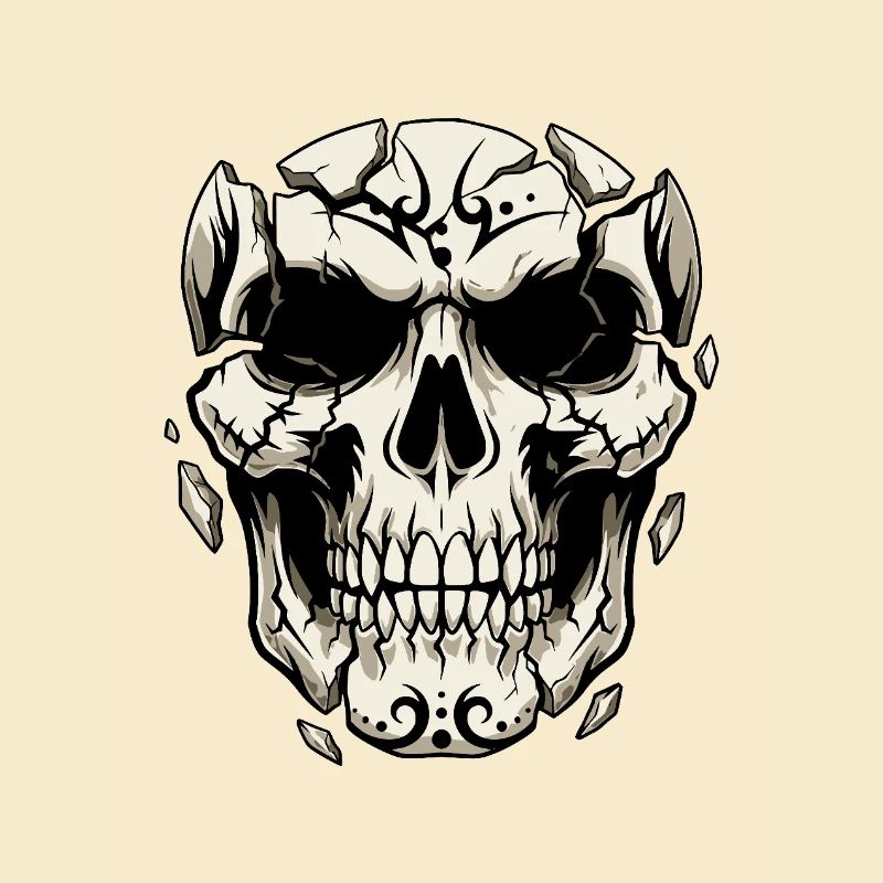Splitternder Schädel – Gothic Grafik