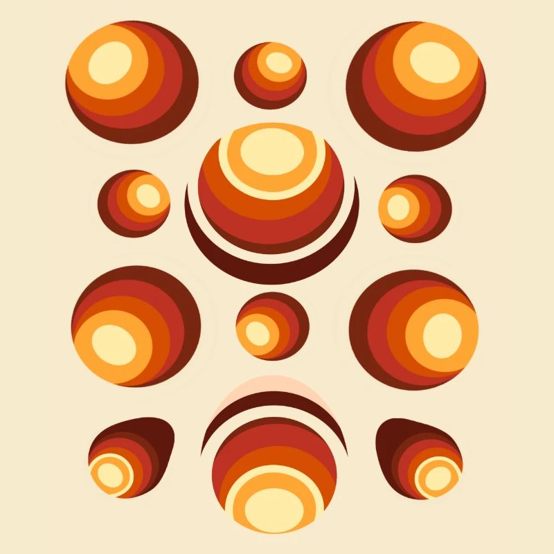 Retro ball 70s pattern orange brown