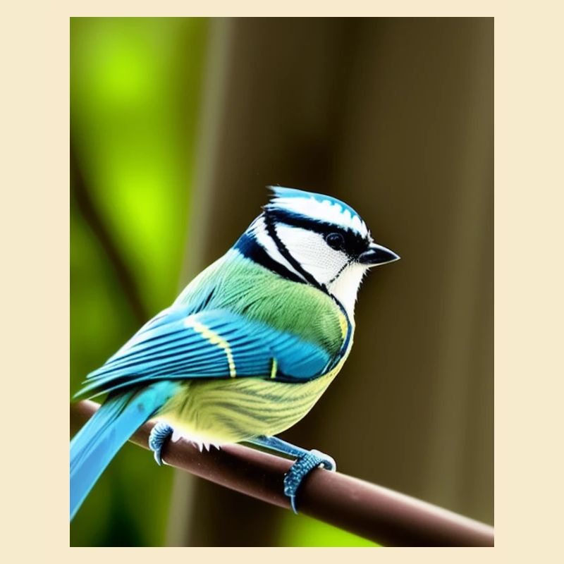 Cool Comic Portrait d’une mésange bleue dans la forêt