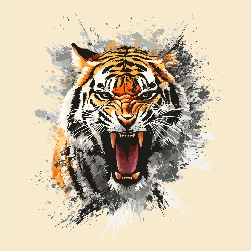 Tiger Head Predator Nature Wilderness Splash