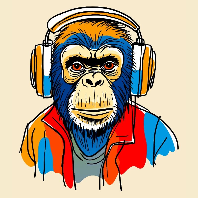 Monkey with headphones