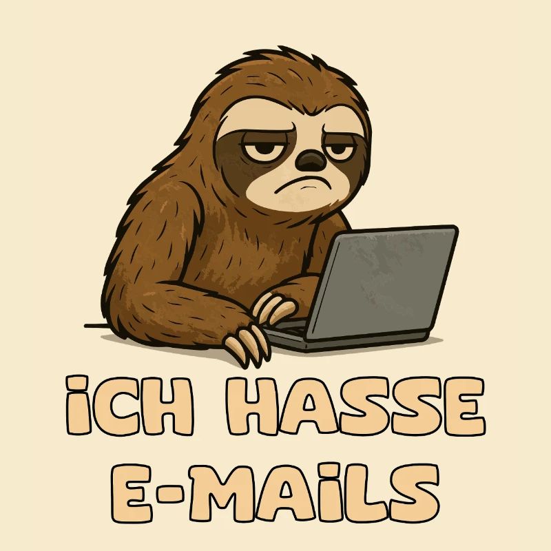 Conception décontractée de paresseux avec sarcasme par e-mail
