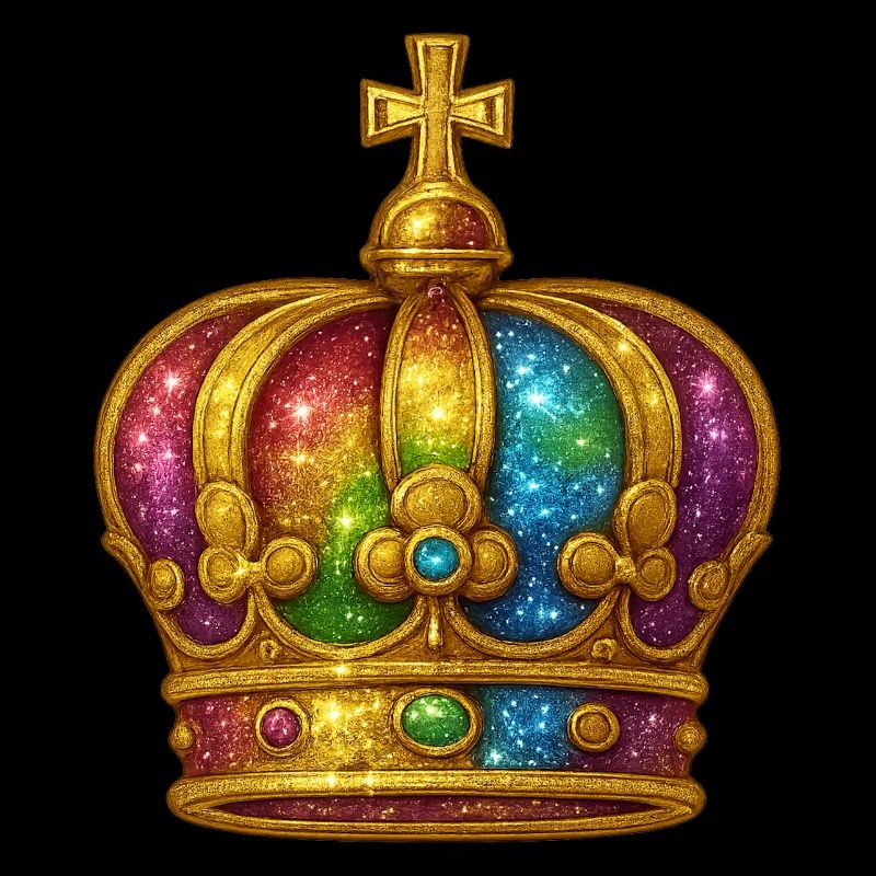 Regenbogen-Glitzerkronen-Design