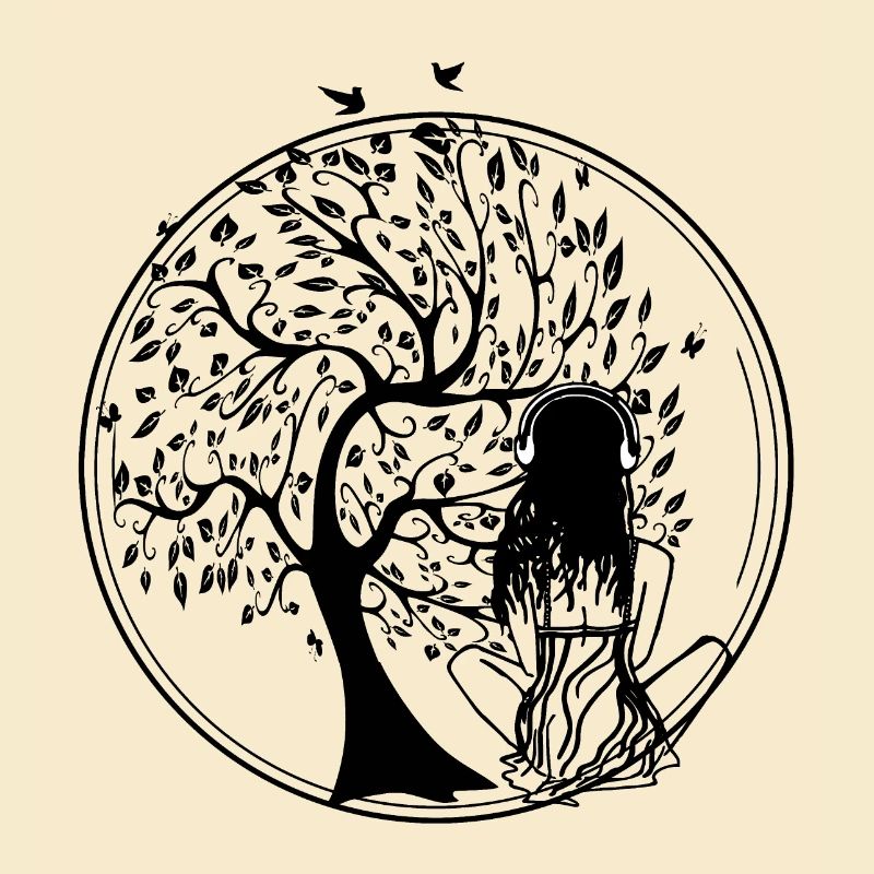 Arbre Silhouette Écouteurs