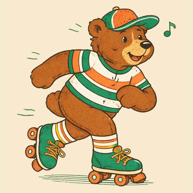 Retro Bear on Roller Skates