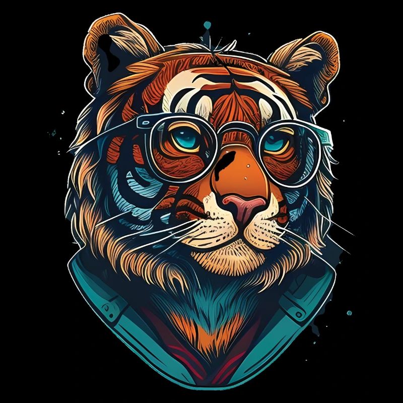 Tiger als Nerd mit Buch