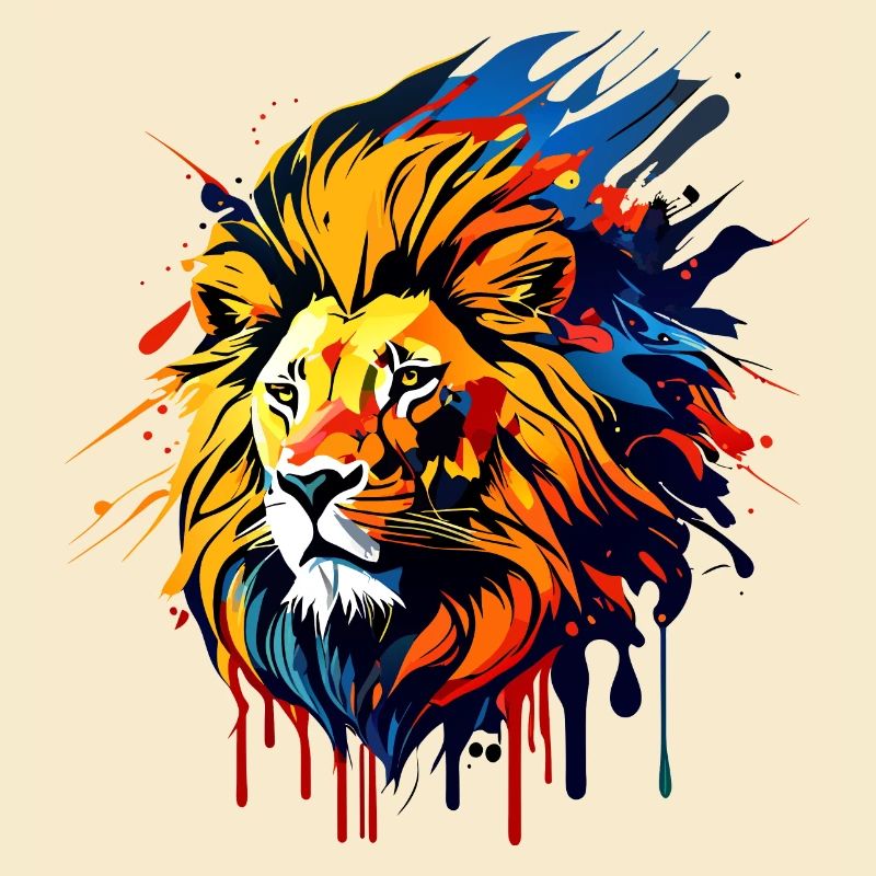 Lion's head with mane, colored