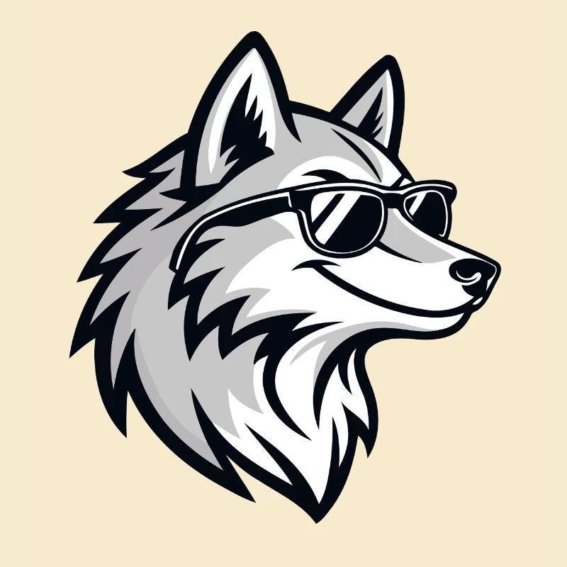 Graphic Wolf with Glasses