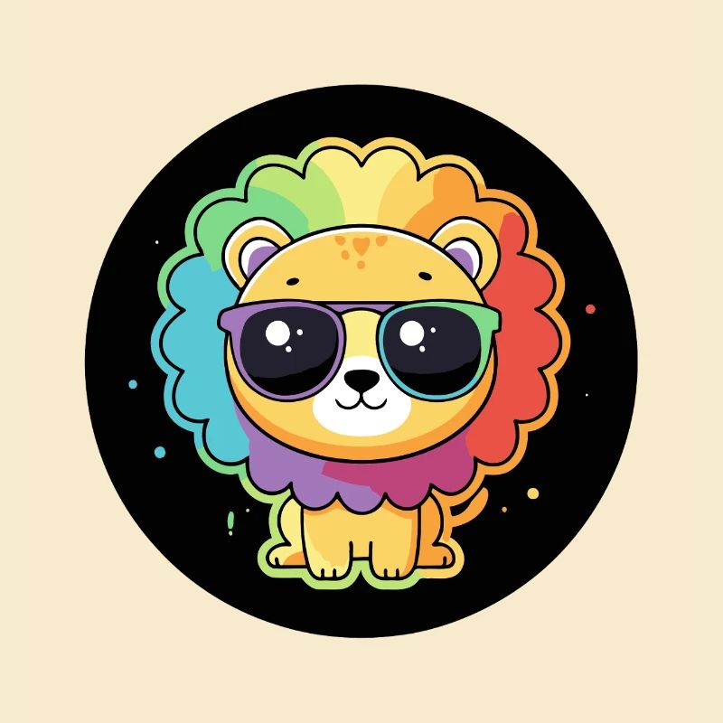 Süßer Regenbogenlöwe mit Brille