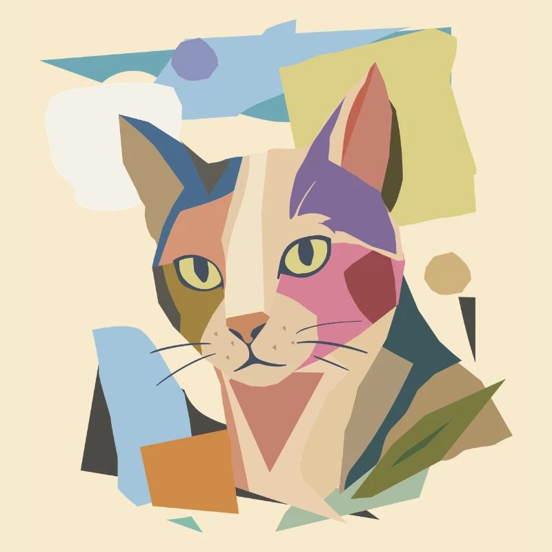 Chat abstrait dans le design moderne de bloc de couleur