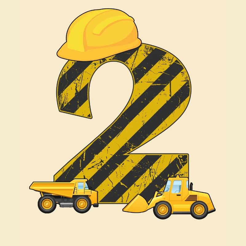 2nd birthday excavator 2 years construction worker gift