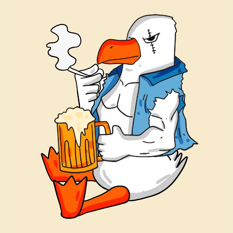 Gefährliche Möwe Bier Nordsee Moin Seemöwe