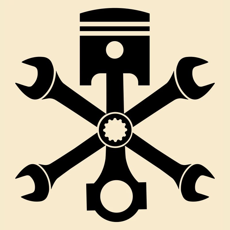 Engine piston screw wrench emblem crossed