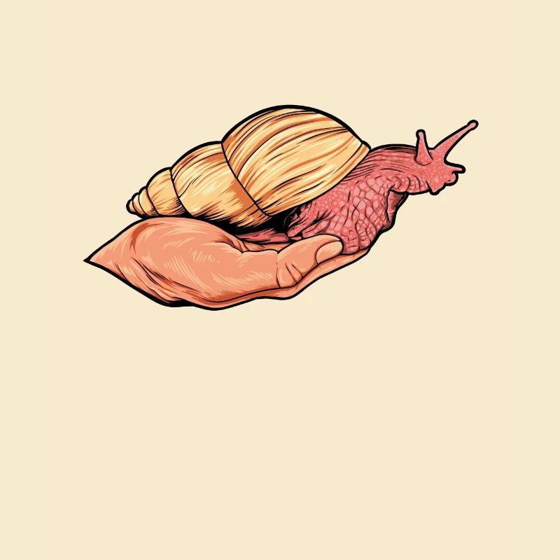 Snail crawls on the hand - agate snails