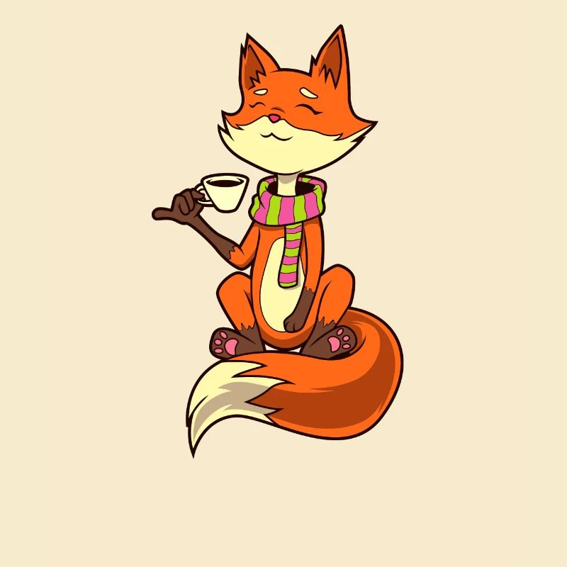 Fox drinks coffee - coffee drinker