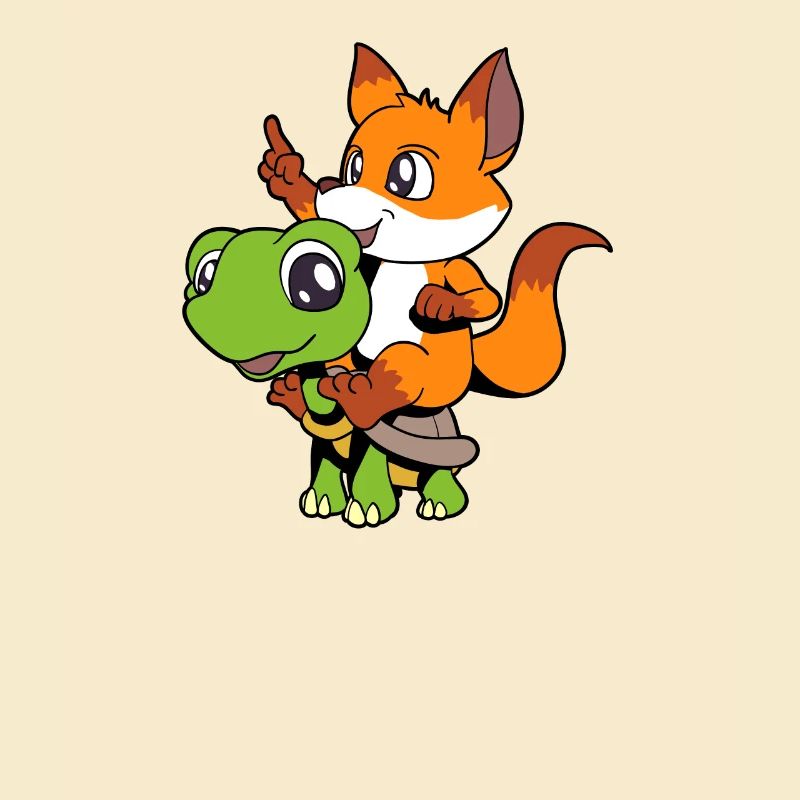 Comic - Sweet fox sits on turtle