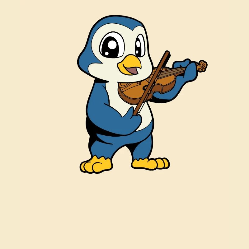 Comic Penguin plays violin