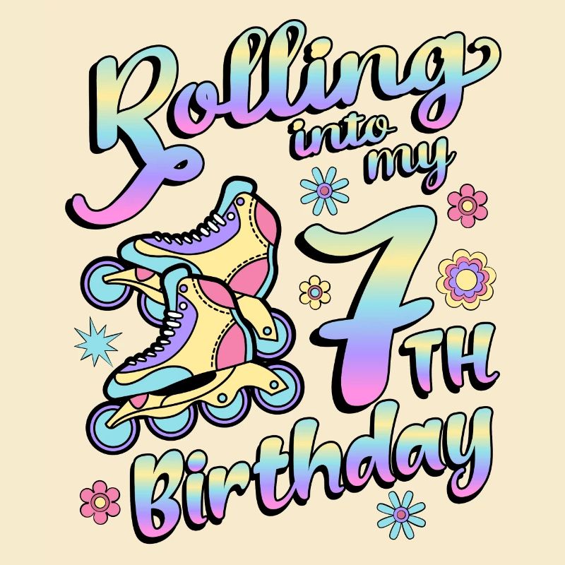 Rolling Into My 7th Birthday Roller Skater Inline