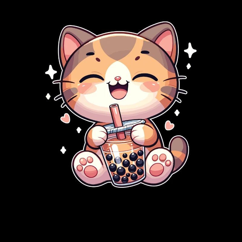 Cats Drink Bubble Tea kawaii Boba Cat