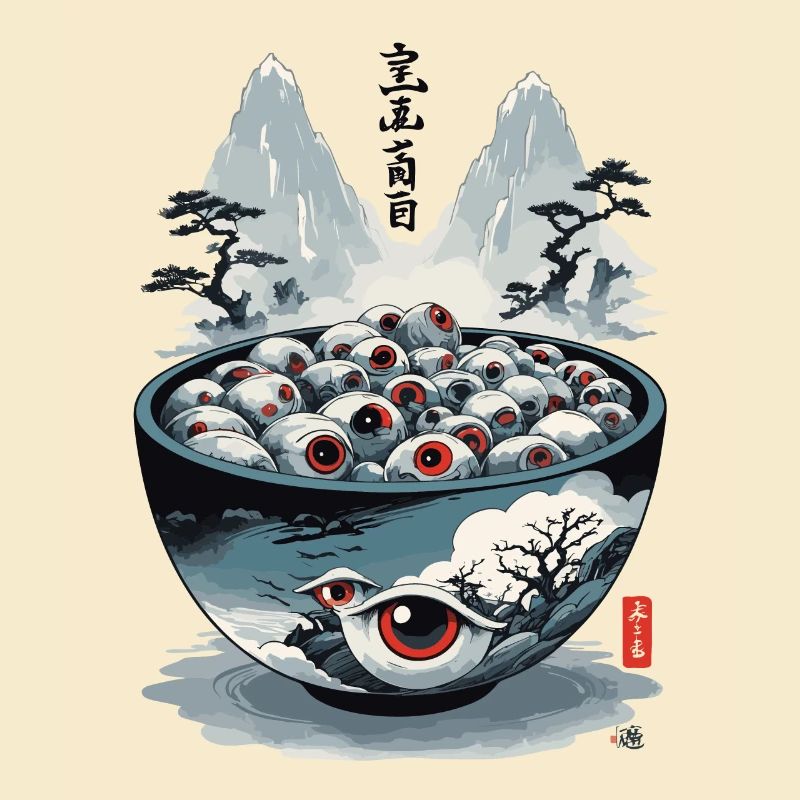 Yokai Ramen Suppe Dämon Ukiyo-E Halloween Kunst