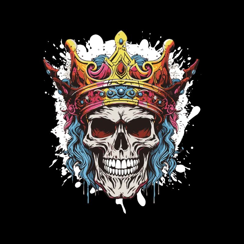 Skull King Crown Skeleton Pop Art