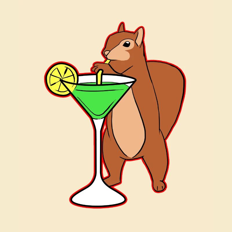 Squirrel Drinking Cocktail Funny Chipmunks Nuts