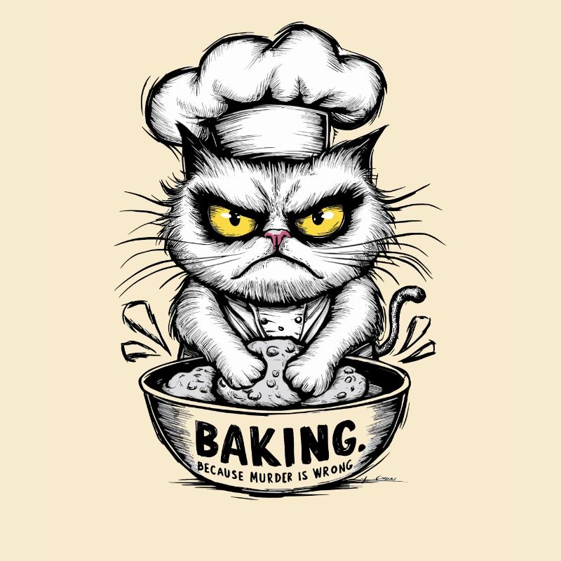 Funny Annoyed Cat Baker Design
