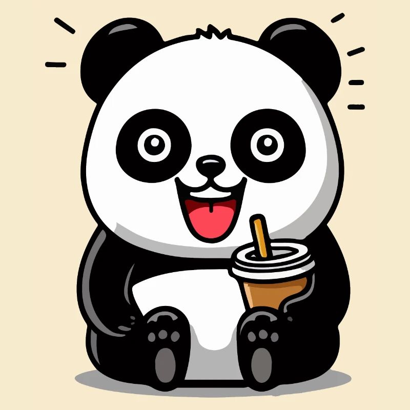 Panda mignon avec boisson