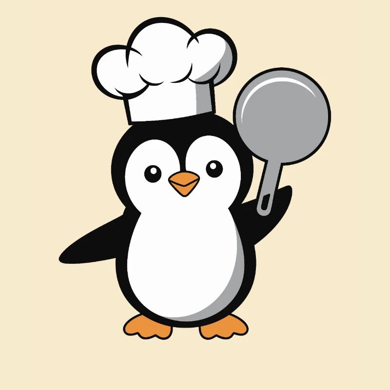 Cooking Penguin with Pan for Kitchen Lovers