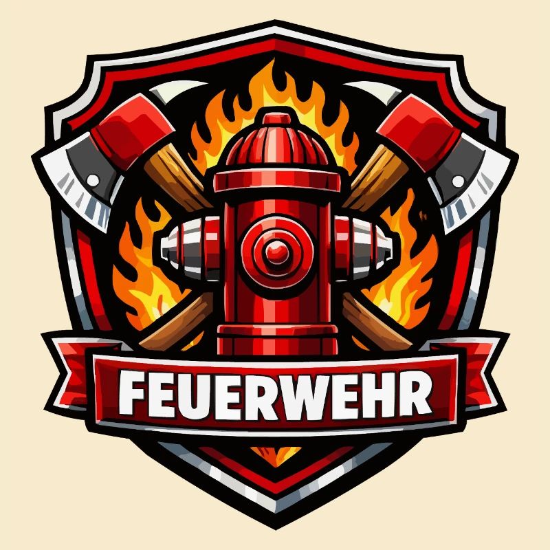 Fire Brigade Logo with Fire Hydrant and Flames