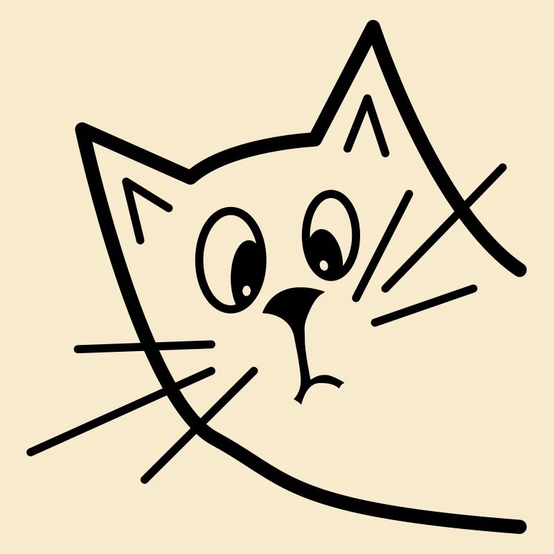 Cute Curious Cat - Minimalist Design