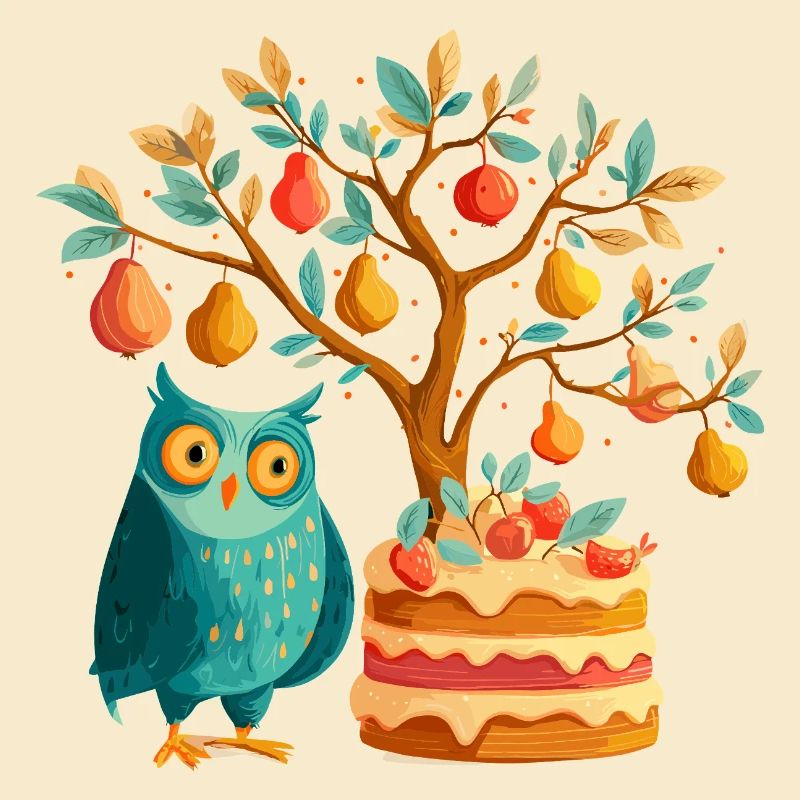 Fruchtbaum und Eulenkuchen