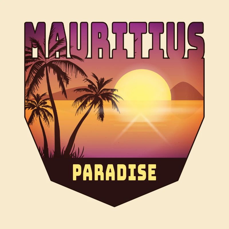 Mauritius design with palm trees and sun / gift