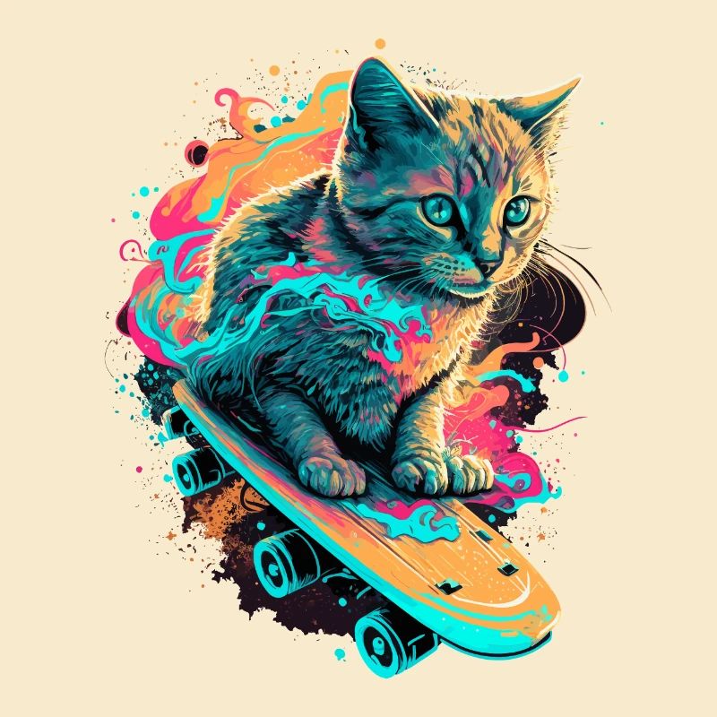 Skateboard Katze