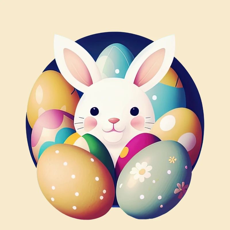 Lapin de Pâques avec des œufs de Pâques