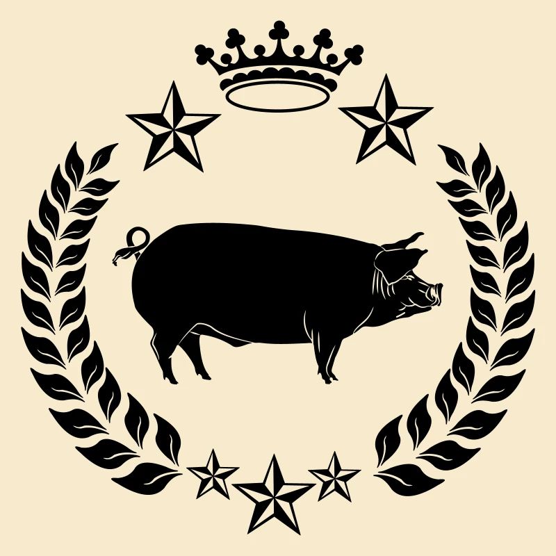 Shadow pig in laurel wreath with crown