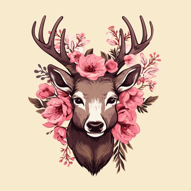Roe Deer with Flowers Costumes Deer Head Deer Head