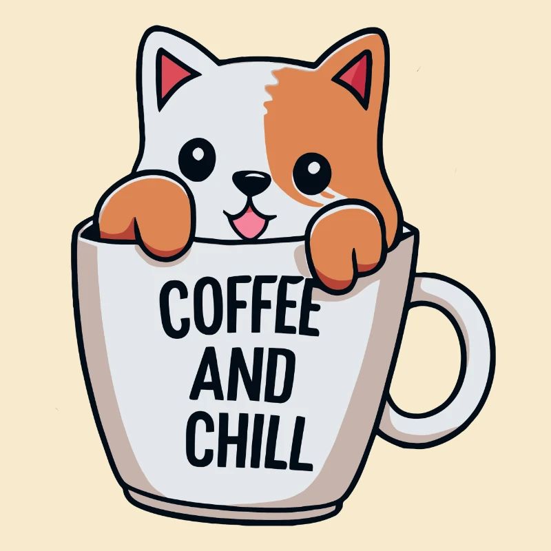chat mignon dans la conception d’une tasse à café